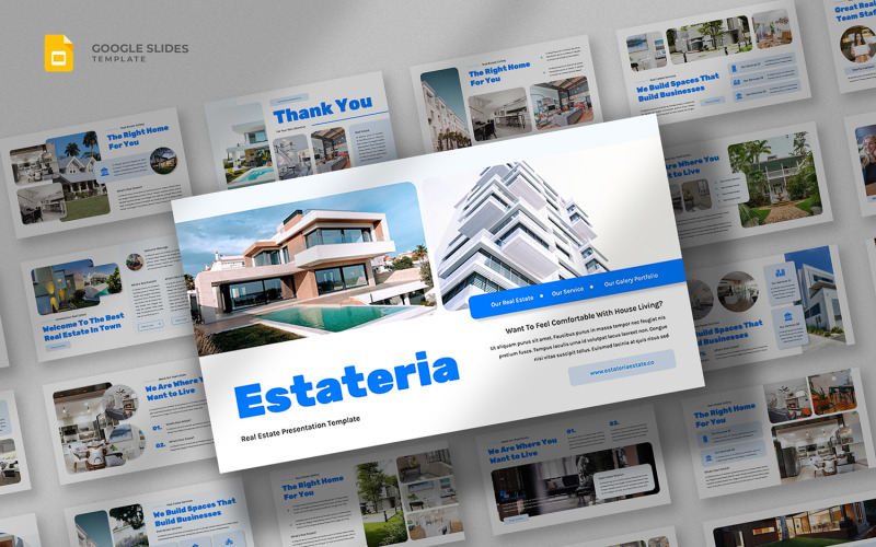 Estateria - Plantilla de diapositivas de Google sobre bienes raíces