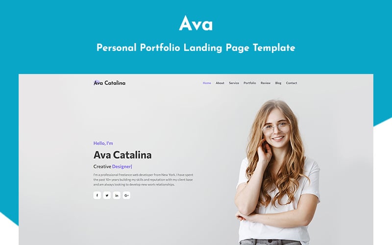 Ava - Шаблон целевой страницы личного портфолио