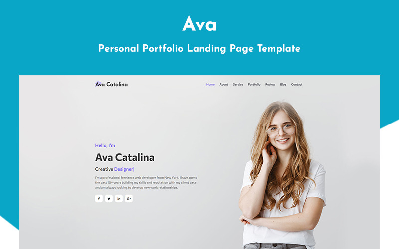 Ava – Šablona vstupní stránky osobního portfolia