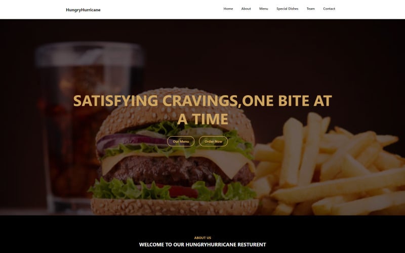 Furacão com fome | Modelo de página inicial de restaurante