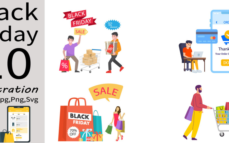 Pacchetto di illustrazioni di vendita del Black Friday