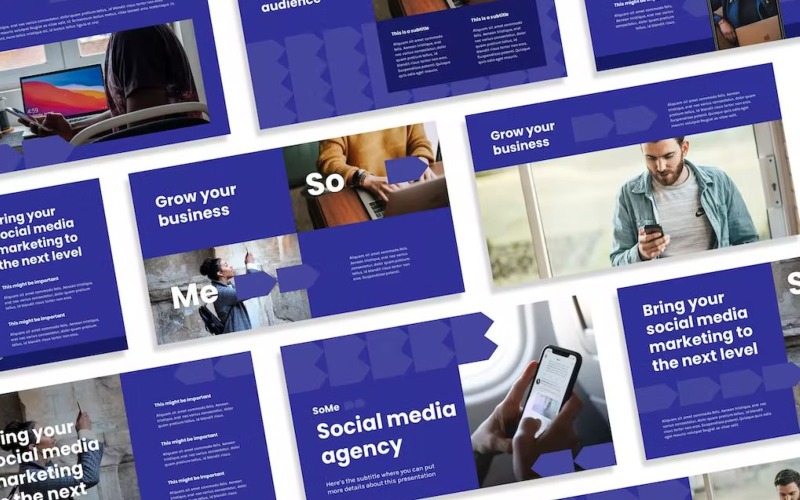 Powerpoint Template Mit SoMe – Strategie für digitales Marketing mit Powerpoint