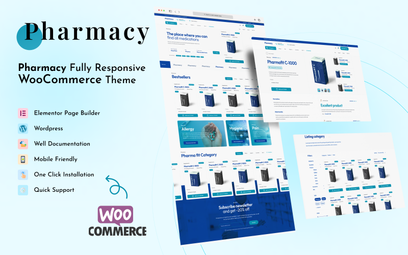 药房 - 医疗商店 WooCommerce 主题