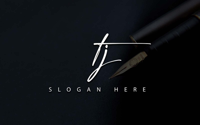 Design de logotipo de carta TJ de fotografia criativa