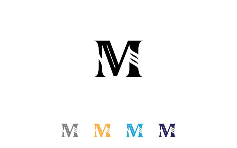 M harfi logo konsepti siyah