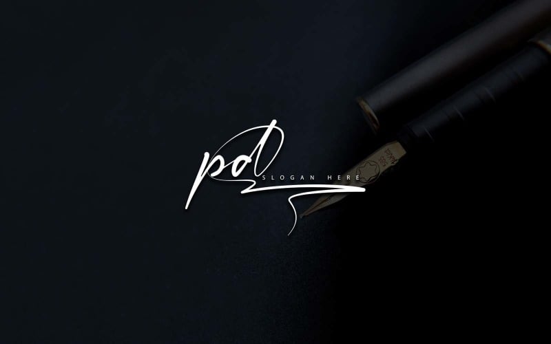 Calligraphy Logo, PD Initials – Elegant Quill