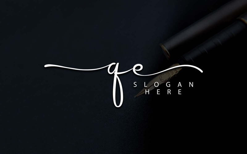 Design de logotipo de carta QE de fotografia criativa