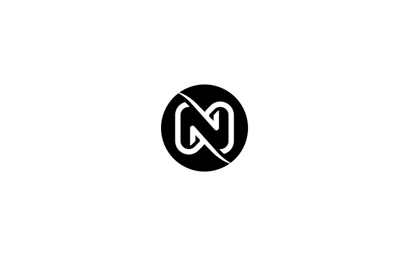 Modello vettoriale di disegno del logo del cerchio della lettera N. Marchio N