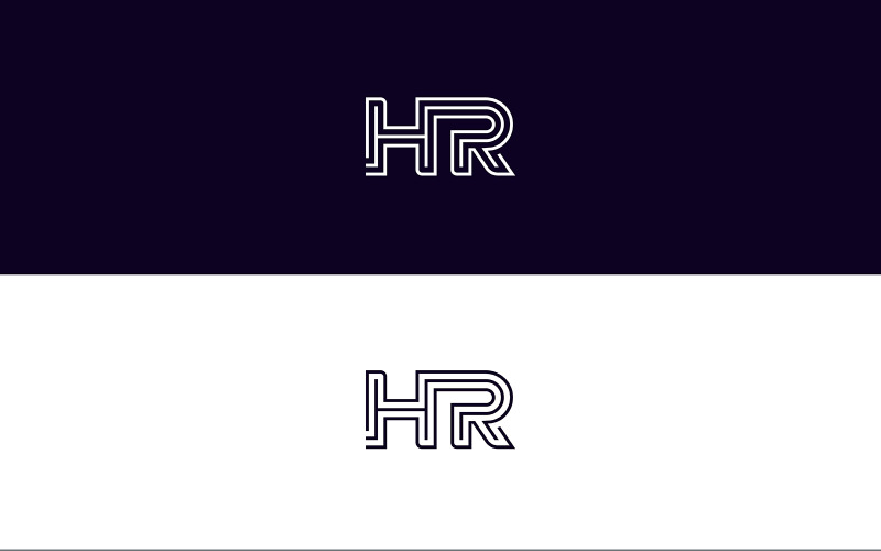 HR-Buchstabenlinien-Logo-Design schwarz und weiß v3