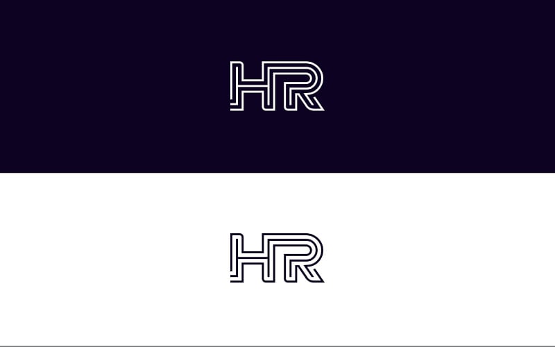 HR letter line logo design svart och vit v3