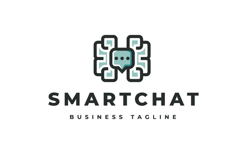 Modèle de logo de chat intelligent cérébral