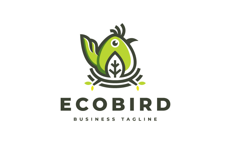 Modello di logo per uccelli ecologici naturali