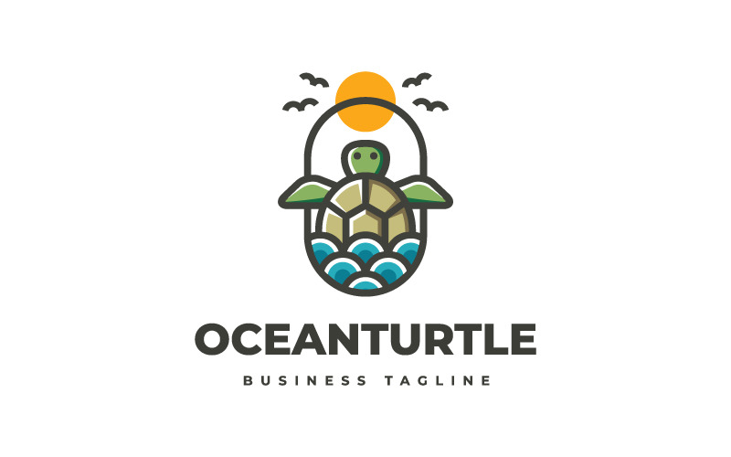 Okyanus Kaplumbağası Logo Şablonu