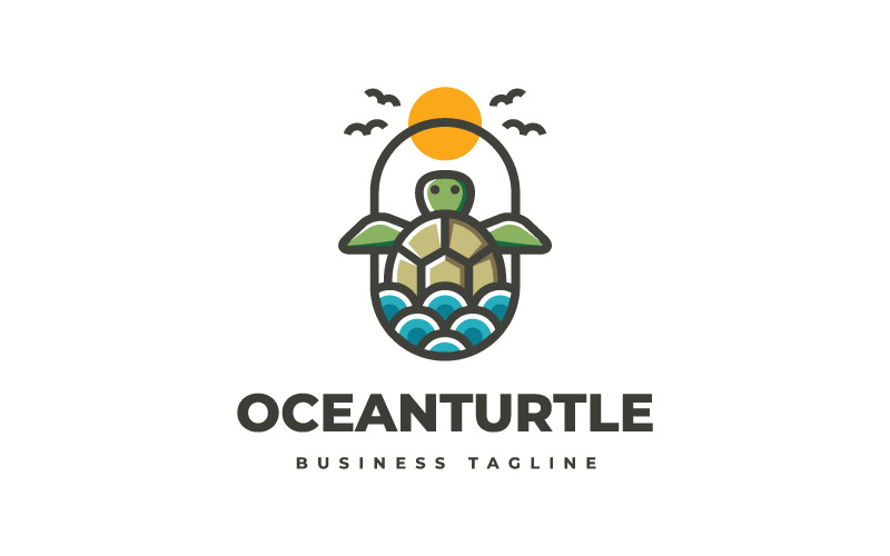Plantilla de logotipo de tortuga oceánica