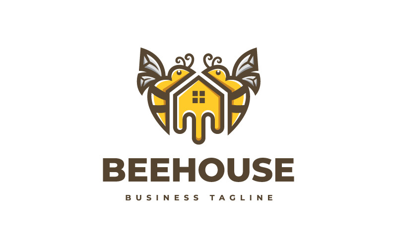 Шаблон логотипа пара пчелиный дом