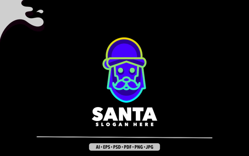 Santa claus line gradient logo template design