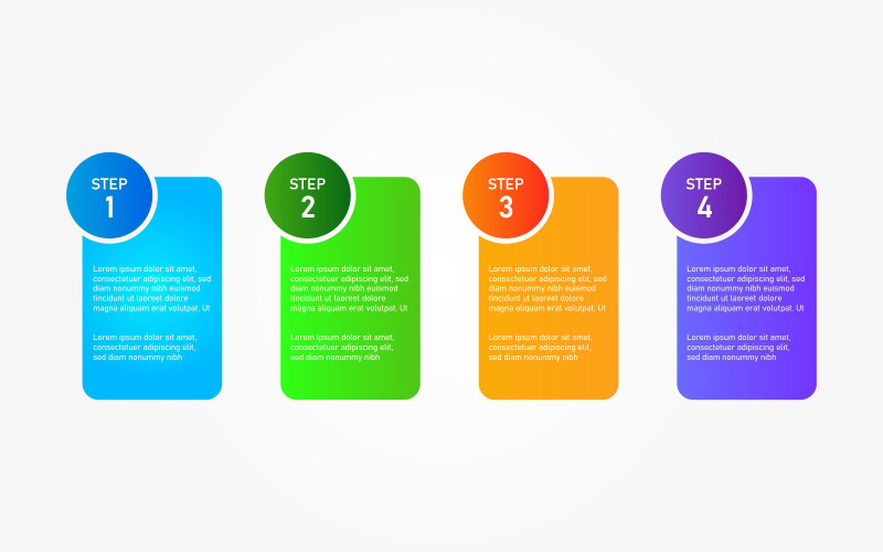 Conception infographique de la chronologie avec options de schéma à 4 éléments, modèles de diagramme