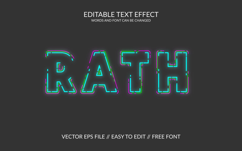 Design de efeito de texto vetorial editável Rath 3d