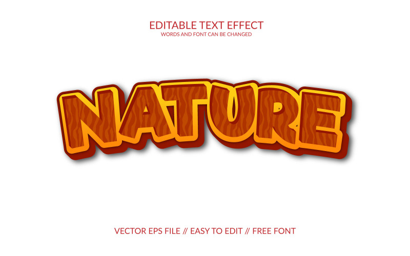 Diseño de plantilla de efecto de texto Eps vectoriales editables 3D de naturaleza