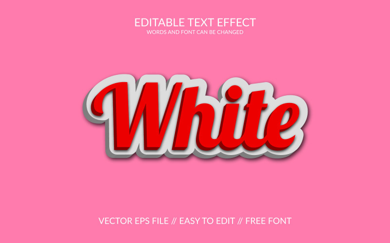 Efecto de texto vectorial totalmente editable en 3D blanco