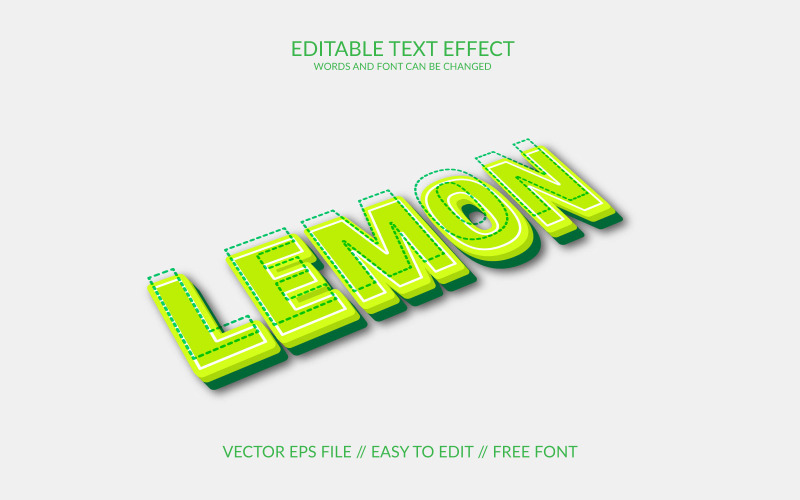 Effetto testo Eps vettoriale modificabile 3D di limone
