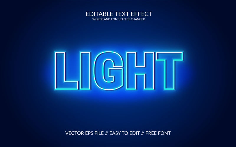 Light 3D Editable Vector Eps Text Effect Template Design