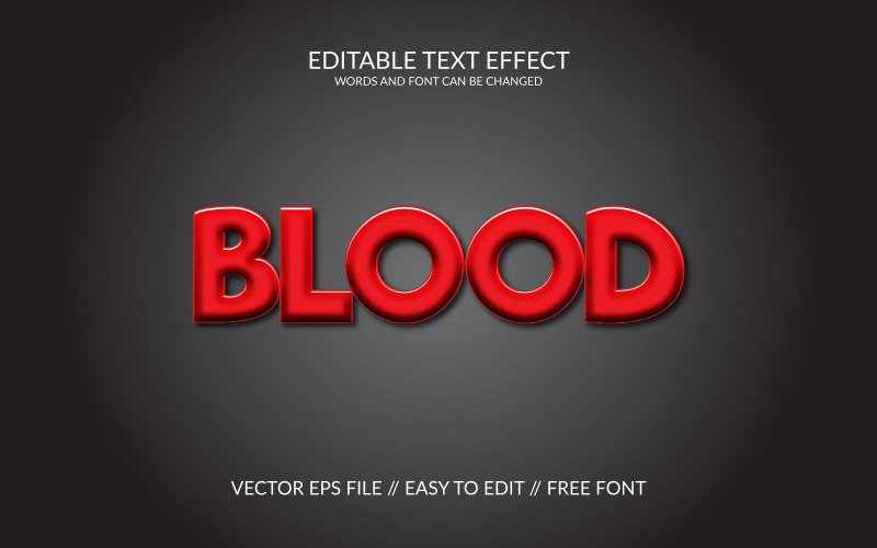 Modello di disegno con effetto testo eps vettoriale modificabile del sangue