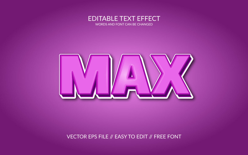 Modelo de efeito de texto eps de vetor totalmente editável Max 3d