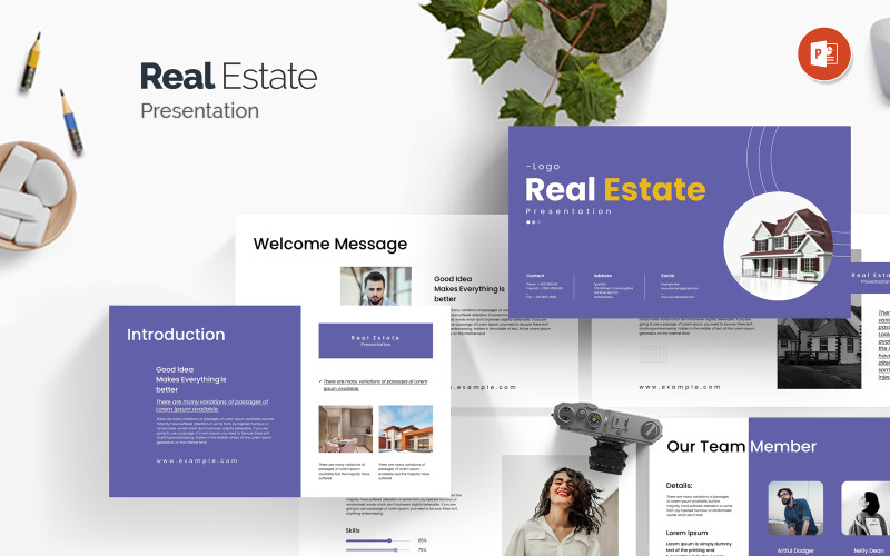 Saubere Powerpoint-Vorlage für Immobilien