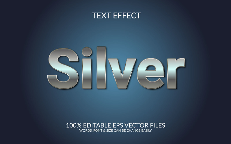 Срібний повністю редагований векторний eps 3d текстовий ефект шаблону дизайну