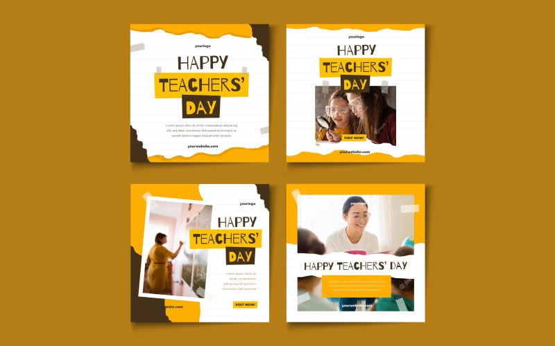 Šťastný den učitelů Sociální média Post Collection šablona