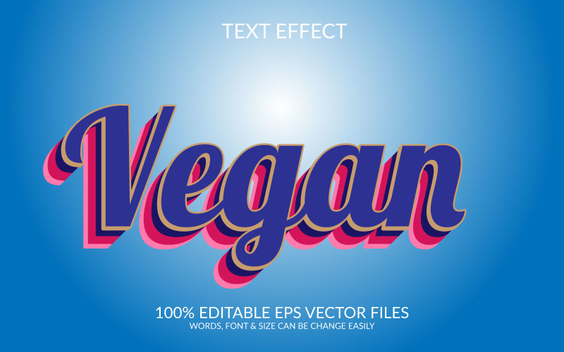 Vegan fully editable vector 3d text effect template design.
