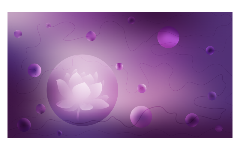 Image de fond violet 14400x8100px avec lotus brillant