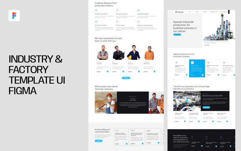 Пользовательский интерфейс шаблона промышленности и производства Figma