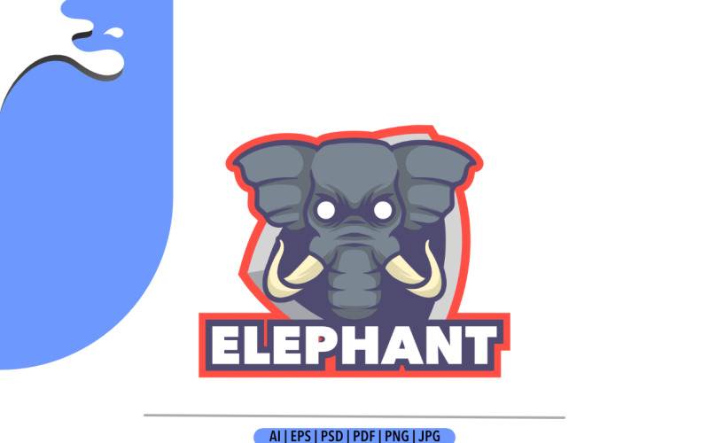 Diseño de logotipo de emblema de mascota elefante