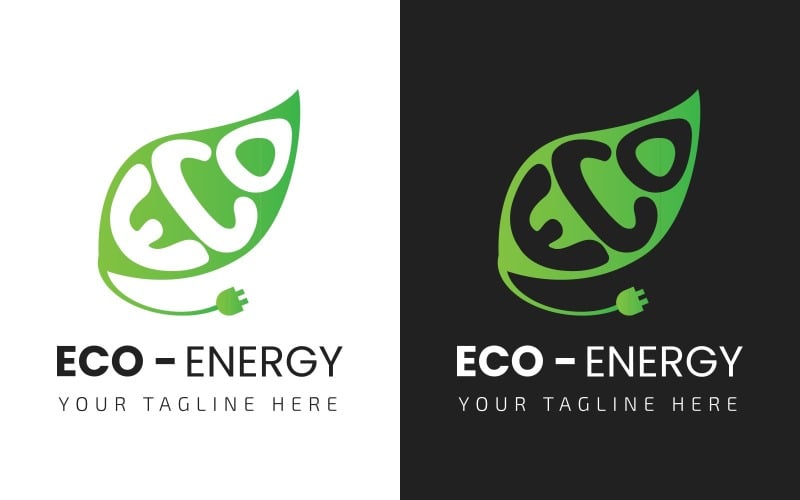 Eco Energy - Modèle de logo respectueux de l'environnement de l'énergie verte