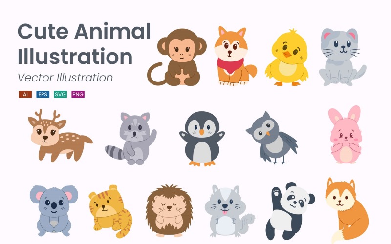 可爱的动物插图集