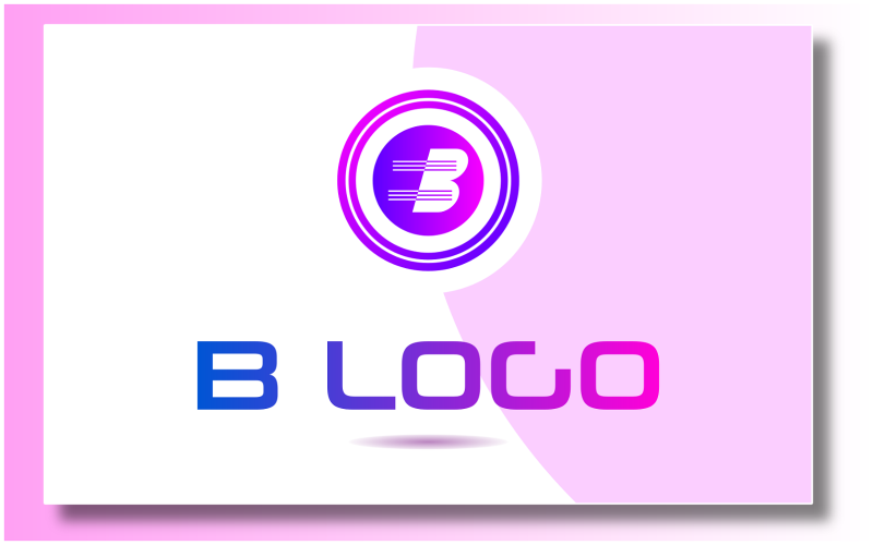 Logotipo moderno da letra B com gradação de cores violeta e rosa
