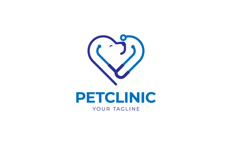 Veteriner logosu, evcil hayvan bakımı ve evcil hayvan kliniği logosu