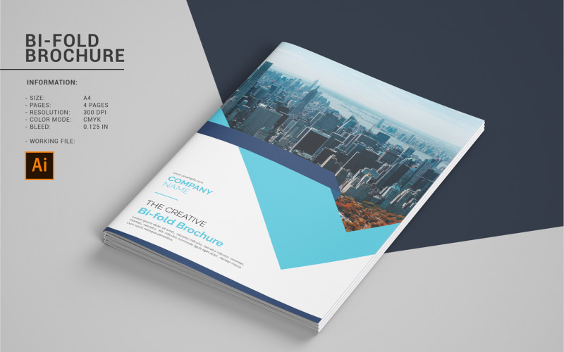 Corporate Bifold Brochure Template, Adobe Illustrator Template