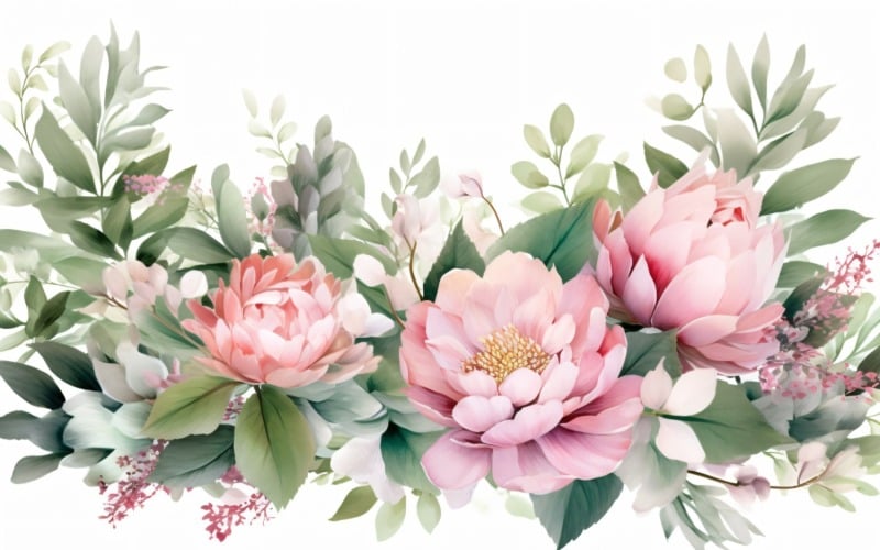 Fundo de guirlanda floral aquarela 19