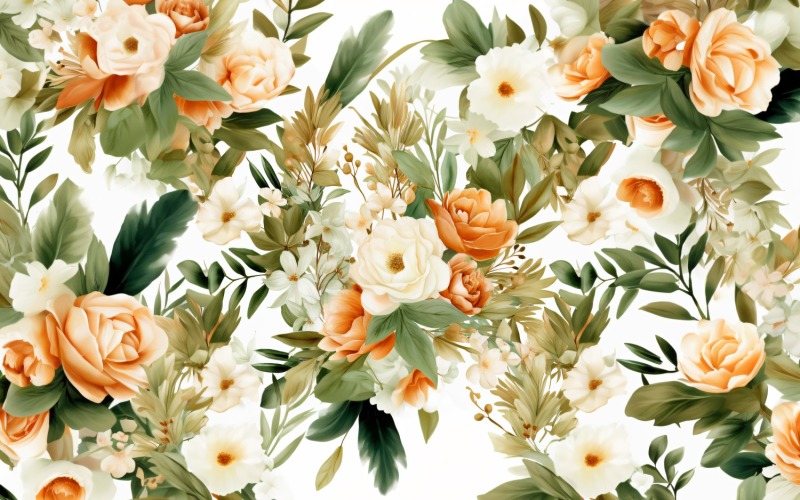 Watercolor floral wreath Background 33