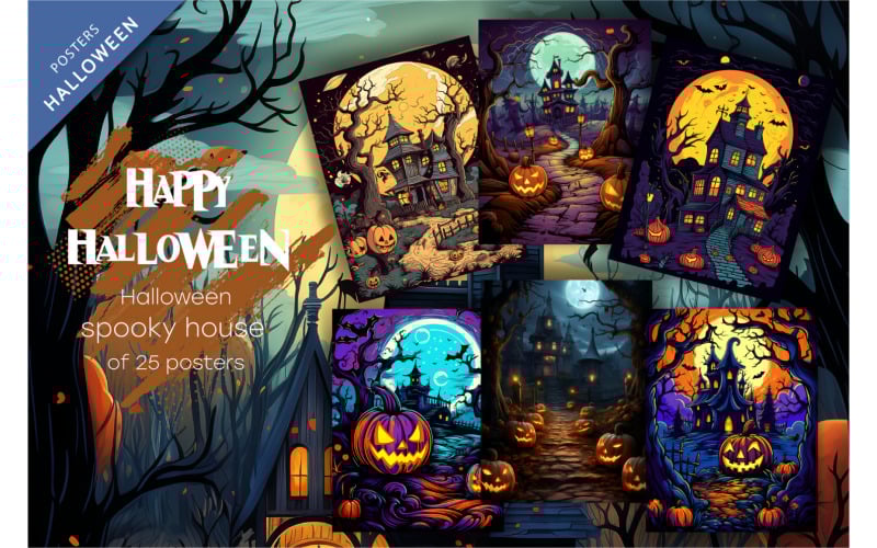 Casa espeluznante de Halloween de dibujos animados. Imágenes Prediseñadas Místicas.