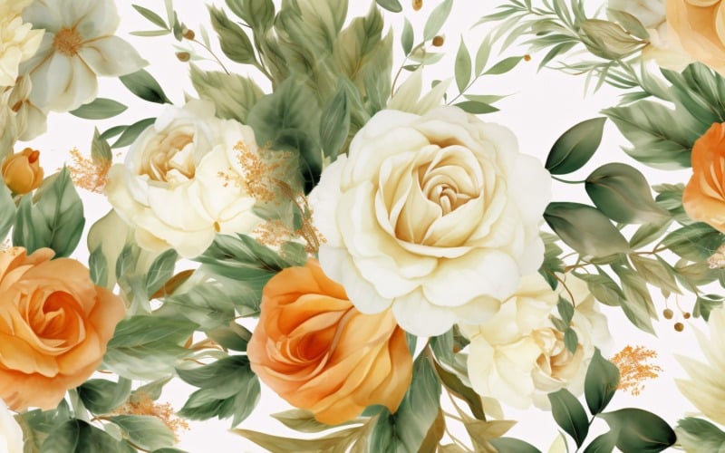 Watercolor flowers wreath Background 119