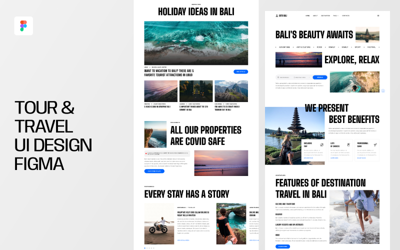 Conception d'interface utilisateur de visites et de voyages Figma