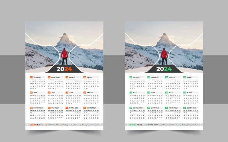 Design moderno del calendario da parete 2024