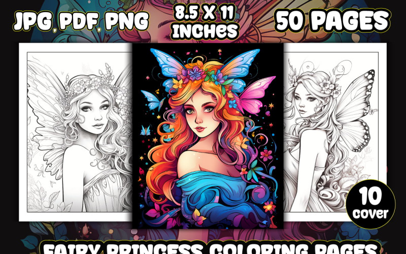 Fairy Princess Coloring Pages for Adult - TemplateMonster