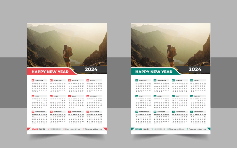 Современный настенный календарь на 2024 год - TemplateMonster