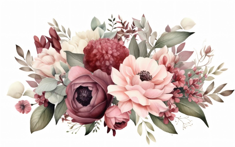 Couronne de fleurs aquarelle Fond 285