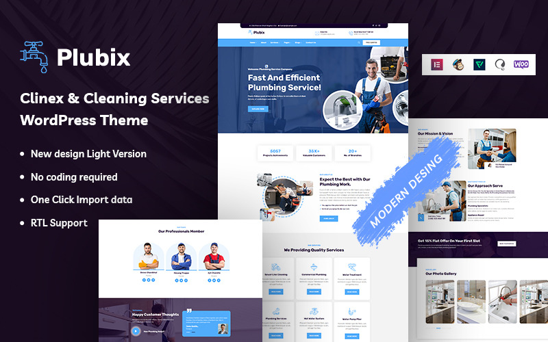 Téma WordPress Plubix - Instalatérské služby společnosti